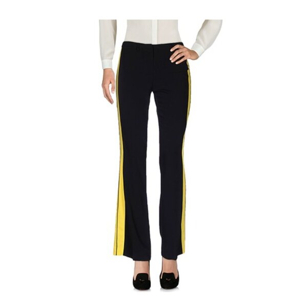 Hanita Black Pants with Yellow Stripes Size 44/US 8 - Picture 1 of 13